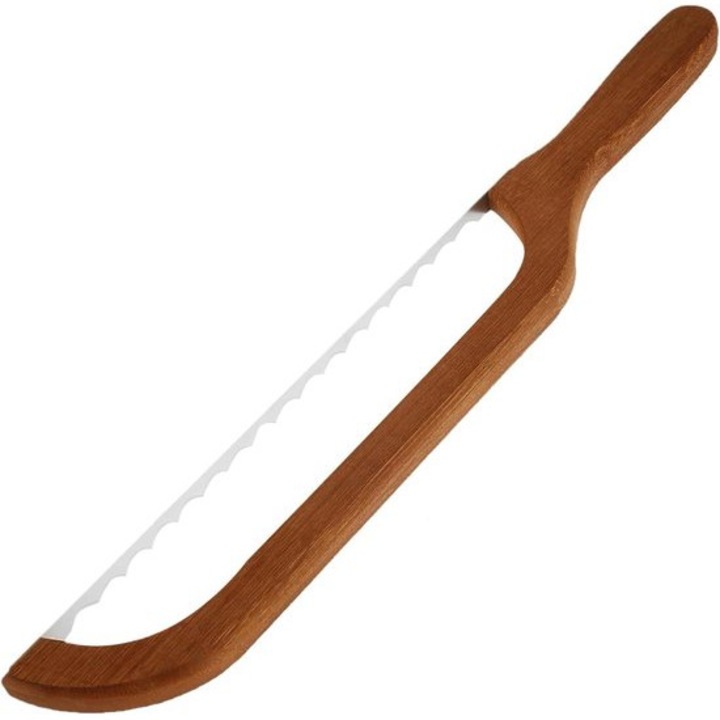 Kenyérszeletelő, 42cm, fa nyél, rozsdamentes acél