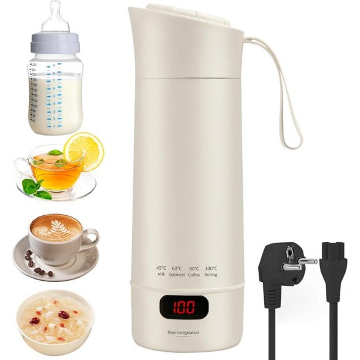 Hordozható elektromos vízforraló 400ml, 4 hőmérséklet beállítás, LED, 300W
