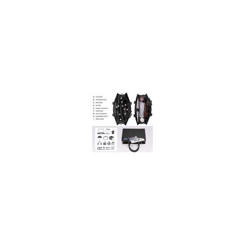 Geanta laptop dama, piele PU, impermeabila, negru, 42.5x14x32cm