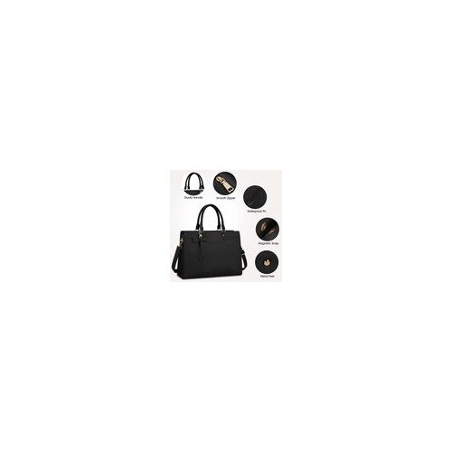 Geanta laptop dama, piele PU, impermeabila, negru, 42.5x14x32cm