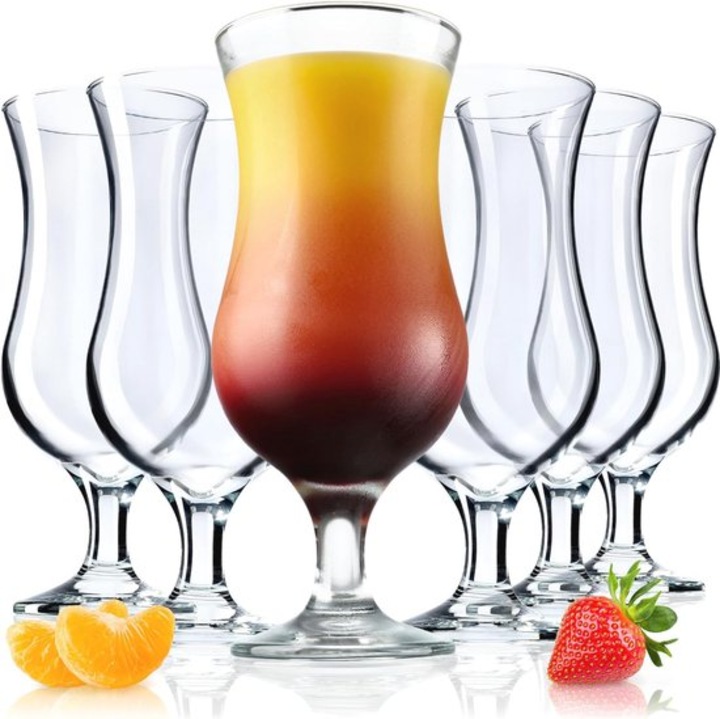 6 db koktél pohár szett, 460ml, robusztus átlátszó üveg