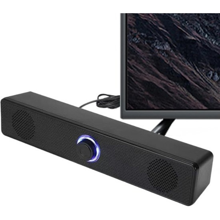 Vezeték nélküli soundbar hangszóró, fekete, 29.7cm, erős basszus, sztereó