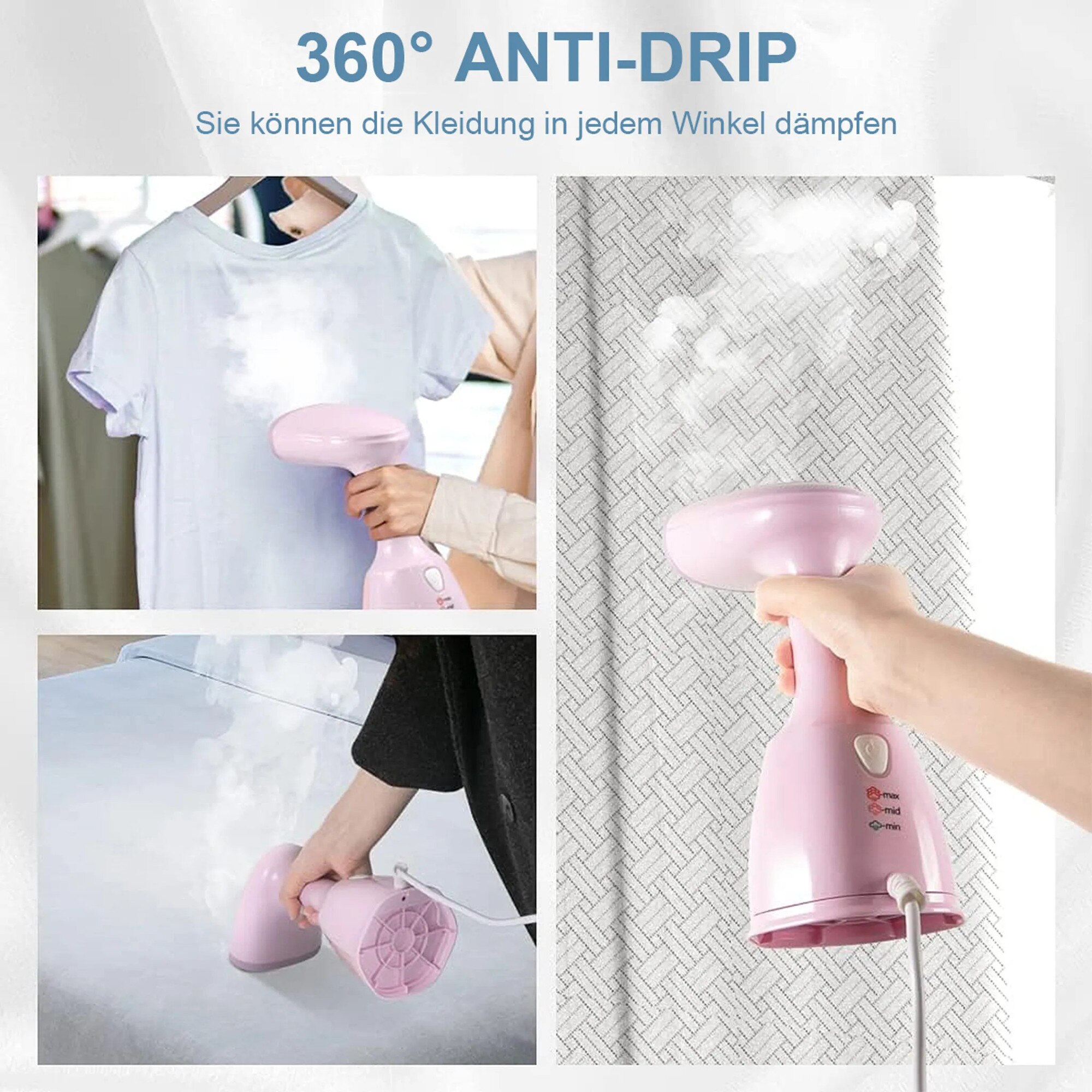 Fier de calcat cu abur ZYBLSSBB portabil pliabil 1500W 350ml alb