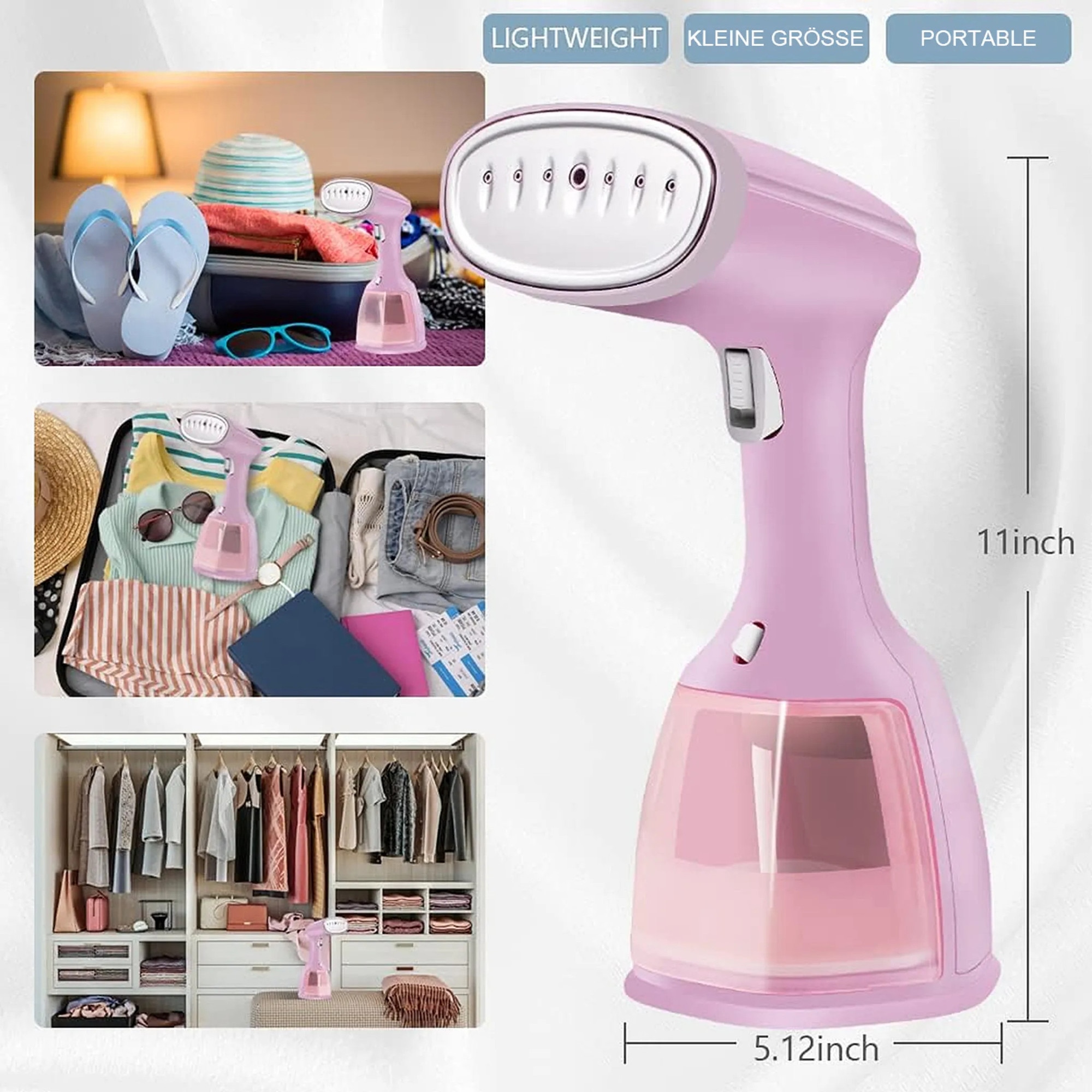 Fier de calcat cu abur ZYBLSSBB portabil pliabil 1500W 350ml alb