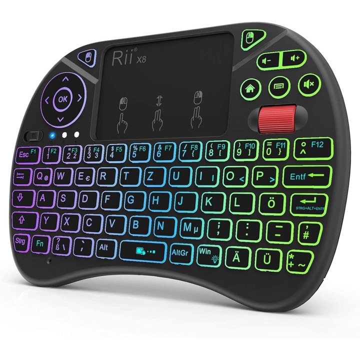 Мини безжична клавиатура Rii с тъчпад (I8+X8) - LED осветление