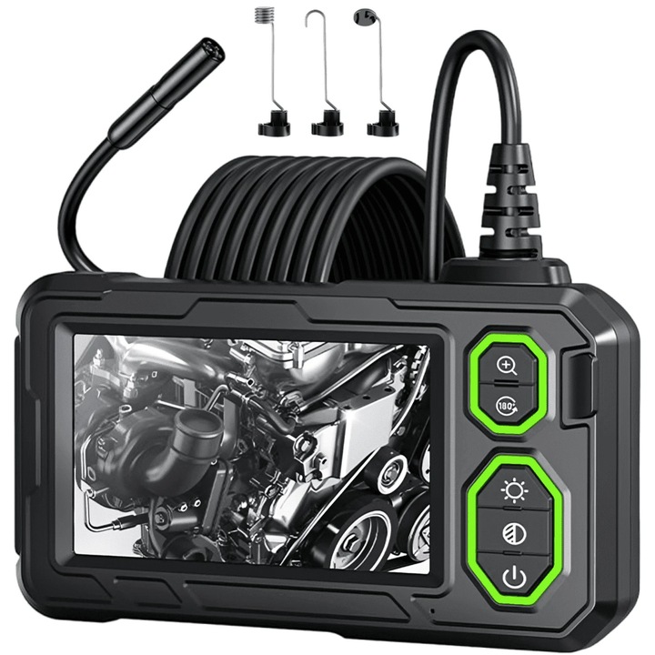 Camera endoscopica 1080p, ecran 2 inch, iluminare LED, cablu flexibil 5m, negru