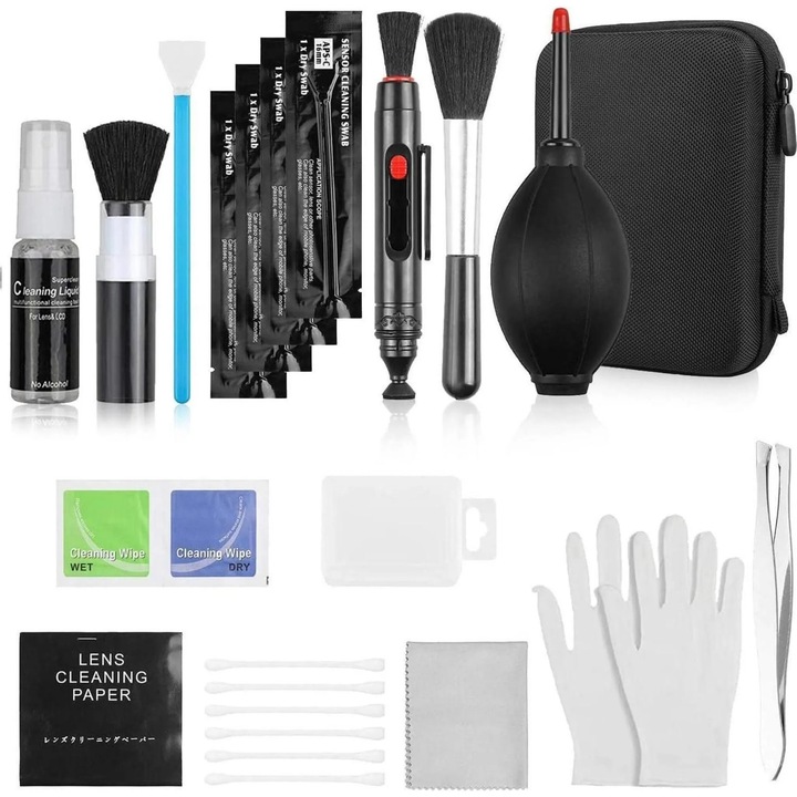 Set multifunctional curatare 18 in 1, compact, negru