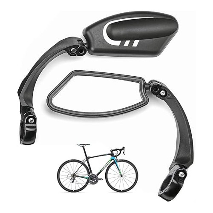 Oglinzi bicicleta set, 360° rotative, rezistente la intemperii, negru, 21x26mm