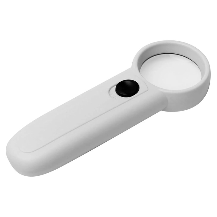 Lupa portabila 15x, 2 LED, alb, 130x45x25mm