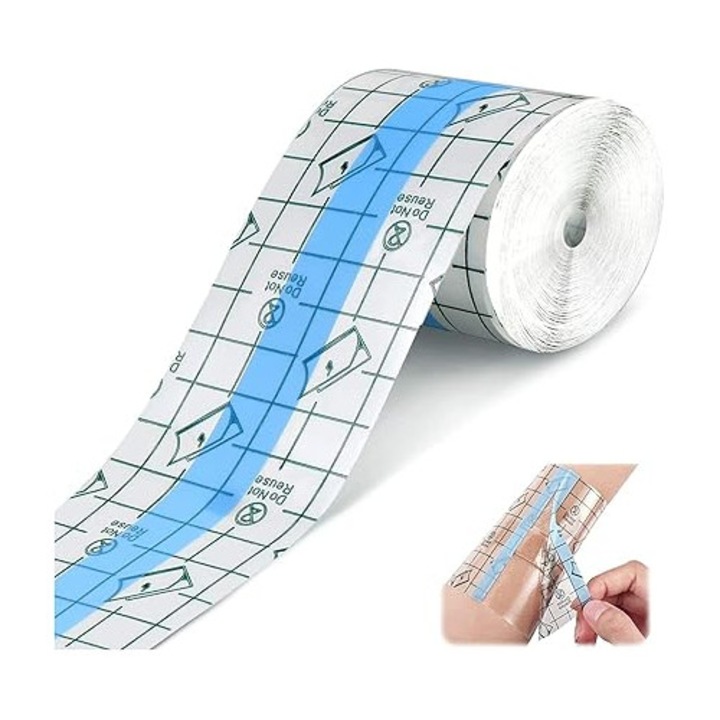 Plasture transparent, bandaj rezistent la apa, 5cmx10m, flexibil, adeziv