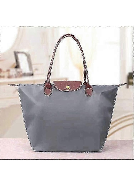 Дамска чанта Oxford, сгъваема, водоустойчива, светлосива, 52x32x20см