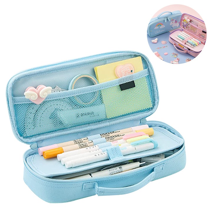Penar multifunctional unicorn, verde 23x9.5x4.5cm