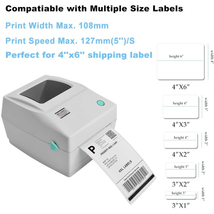 Imprimanta termica etichete 4x6 alba viteza mare USB