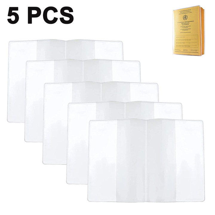 Huse protectie documente, transparent, 14.5x11cm, set 3 sau 5 buc