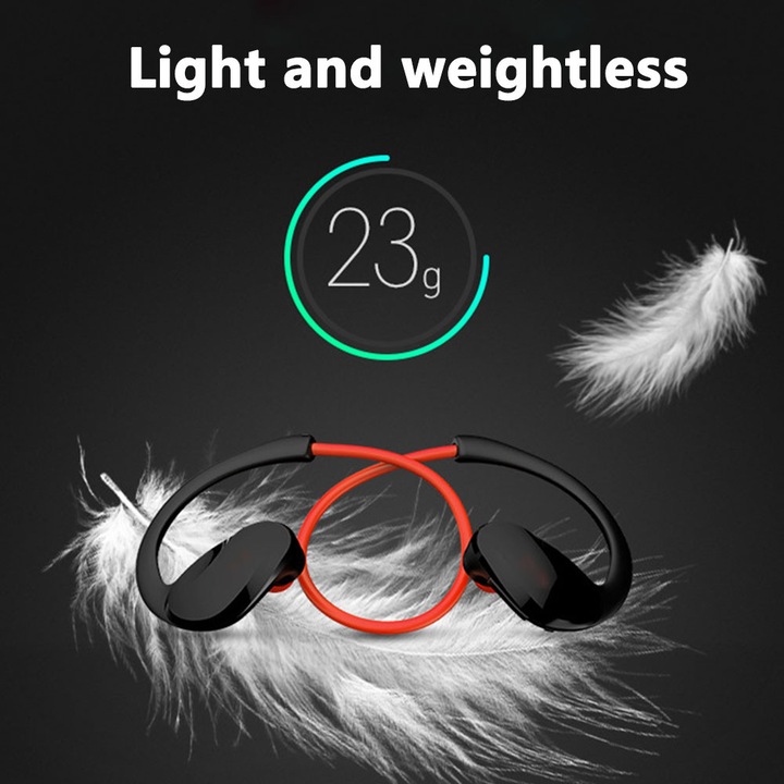 Vezeték nélküli Bluetooth 5.0 fülhallgató, izzadásálló, piros, 12 óra akkumulátor