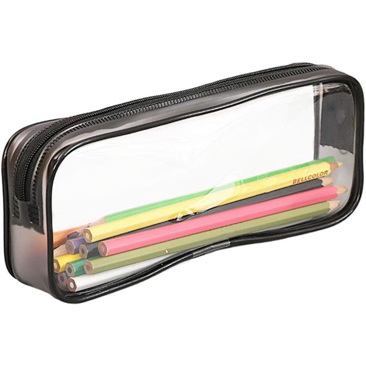 Penar transparent mare capacitate 20x8.5x3.5cm negru multifunctional
