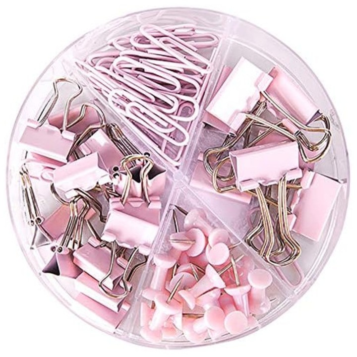 Set clipsuri si pioneze, multicolor, 7x1.4x0.7cm, 15x1x0.6cm, 30x1.1x0.3cm, 20x0.8inch, cutie acrilica