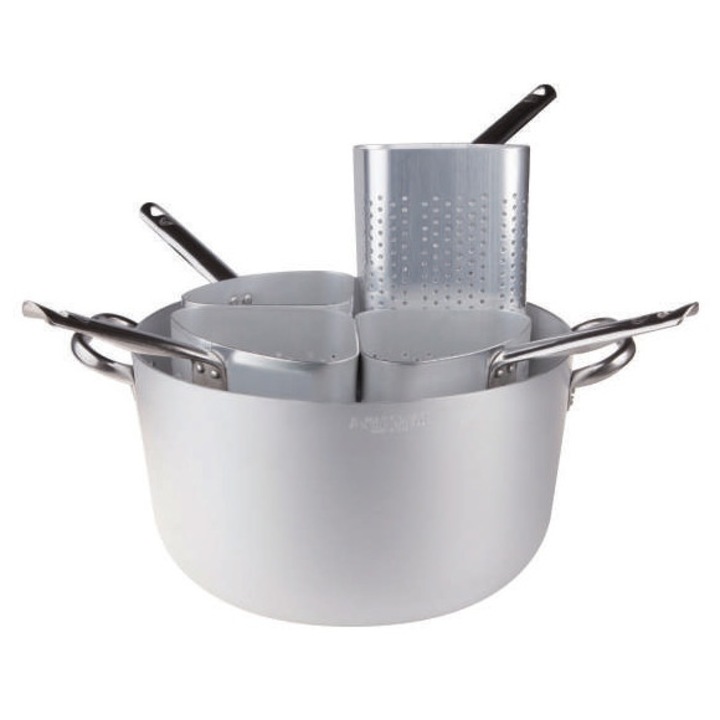 Agnelli Alumínium Tésztafazék 36 cm – Edény 4 Szűrővel 18L HoReCa
