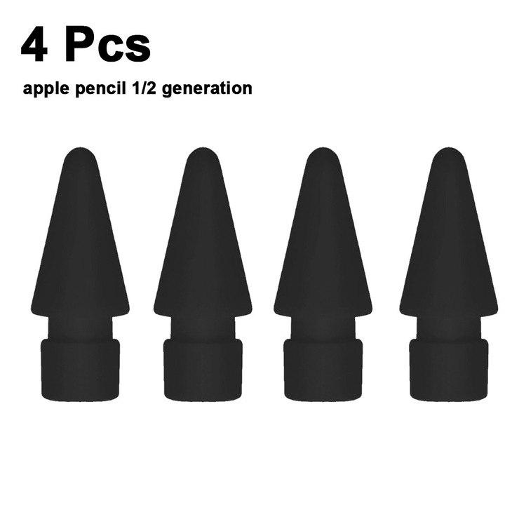 Set 4 varfuri metalice pentru stylus, alb-negru, 1.2x0.4x0.5cm