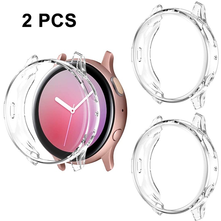 Set 2 folii protectie ecran si carcasa TPU transparent pentru Samsung Galaxy Watch Active2 40mm
