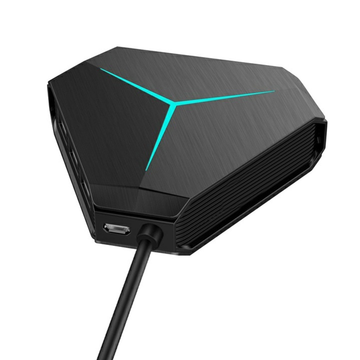 USB 2.0 elosztó, 6 portos, kék, kompakt, hordozható