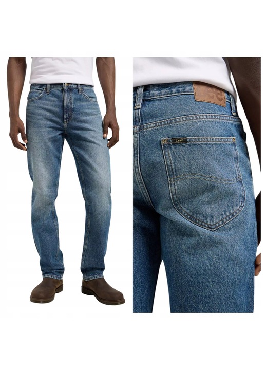 Férfi nadrág, Lee, West, Méret 32/34, Regular Fit szabás, Egyenes stílus, Közepes derékmagasság, Cipzáras záródás, W32xL34, Kék