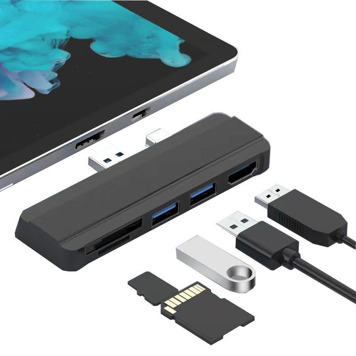 Докинг станция USB 5 в 1, многоцветна, 9.15x3.2x1.15cm