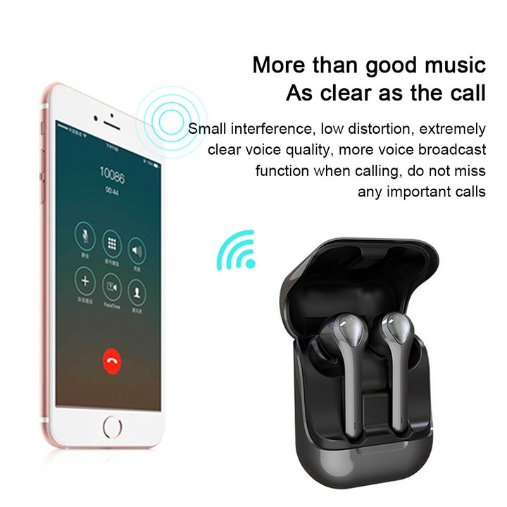 Vezeték nélküli, sztereó fülhallgató, Bluetooth 5.0, fekete-fehér, 24 óra üzemidő, ergonomikus