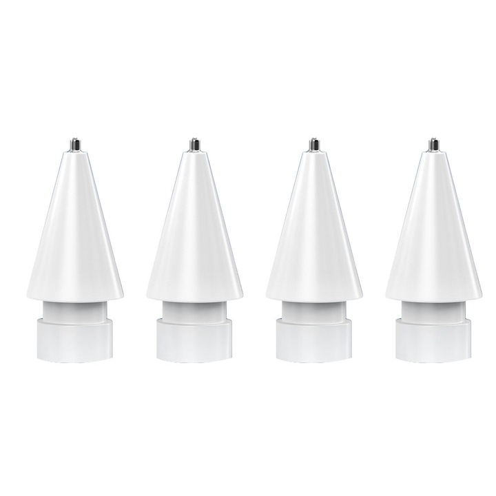 Varfuri rezistente pentru Apple Pencil 1/2, metalice, albe