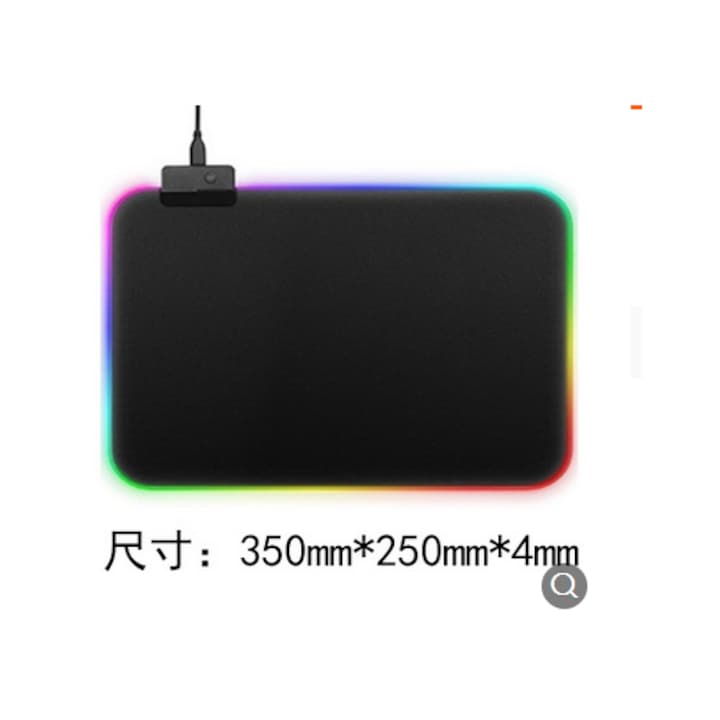 Egérpad gaming RGB, 250x300x4mm, vízálló, fekete