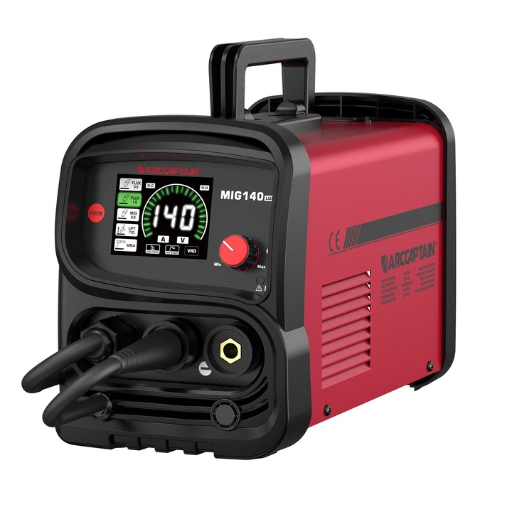 Hegesztőgép, MIG140 LUX MIG/MAG/TIG/MMA inverter, 4 az 1-ben félautomata, 230V 140A, EU csatlakozó