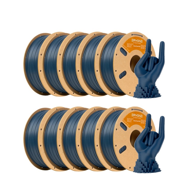 PETG szénszálas filament, 3D nyomtató filament 1,75 mm, Nagy szilárdság, ±0,03 mm tűrés, FDM 3D nyomtatókhoz, 10 kg tekercs, Kék