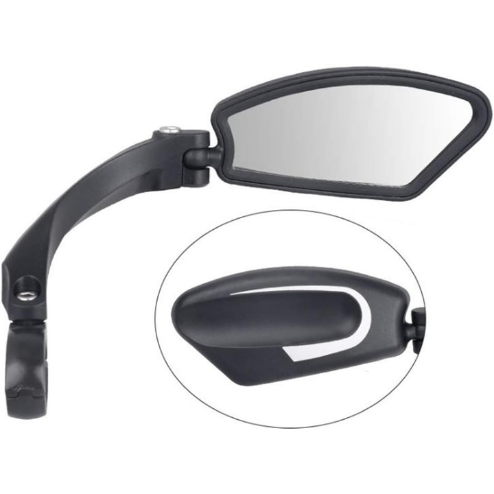 Oglinda bicicleta, neagra, otel inoxidabil, 11.2x4.2cm, reglabila 360°