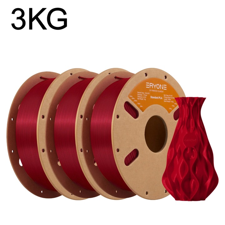 Филамент PLA за 3D принтер, Standard PLA 1,75 мм, ролка 3 кг, ниско свиване, за FDM 3D принтери и 3D писалка, розово-червен