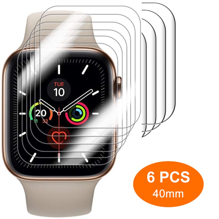 Set 6 folii protectie ecran, 38x40mm, transparent, pentru Apple Watch seria 1-5