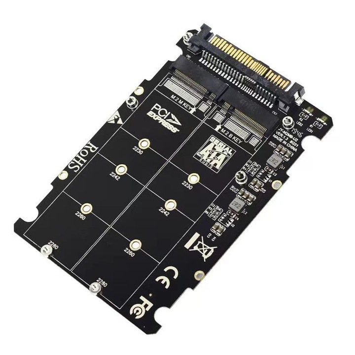 M.2 NVMe–U.2 adapterkártya, alumínium, 104x74x7mm