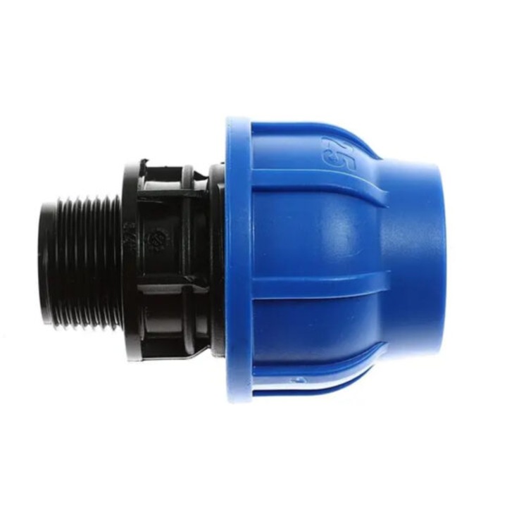 PEHD kompressziós csatlakozó, külső menet, D 32 mm x 1″, 32mm-es cső csatlakoztatására vízellátó rendszerekhez