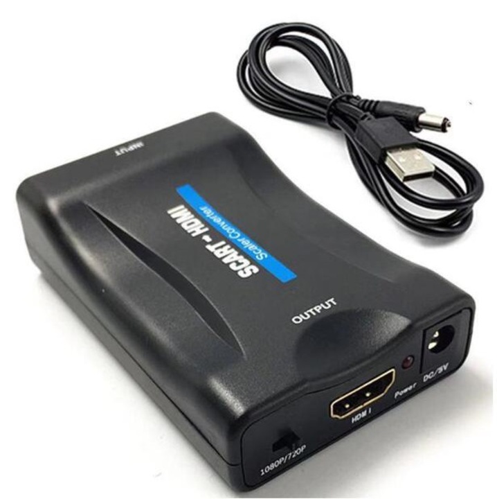 Scart HDMI 1080p átalakító, fekete, 8.8x5.8x2.8cm