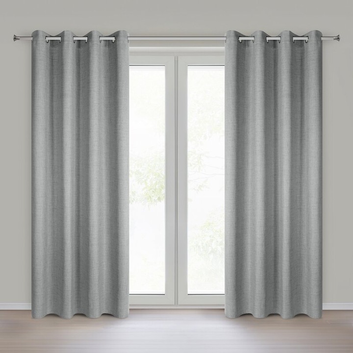 Készfüggöny, Eurofirany, Jula 2, ezüst, 140 x 250 cm, melange hatású, gyűrűkkel