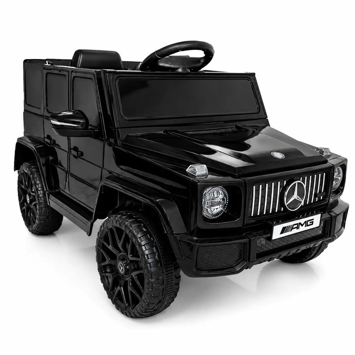 Elektromos SUV Kisautó Gyermekeknek 4x4 Premium, Mercedes G-Class AMG Ihlette Design, 12V, LED Fények, Zene, Fekete
