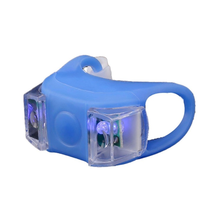 LED kerékpár lámpa, szilikon, zöld, 4x4.8x4.8cm, vízálló, 3 mód
