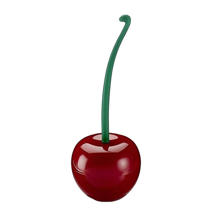 Perie WC cu suport, design ergonomic, rosu visiniu, 38x13x11cm