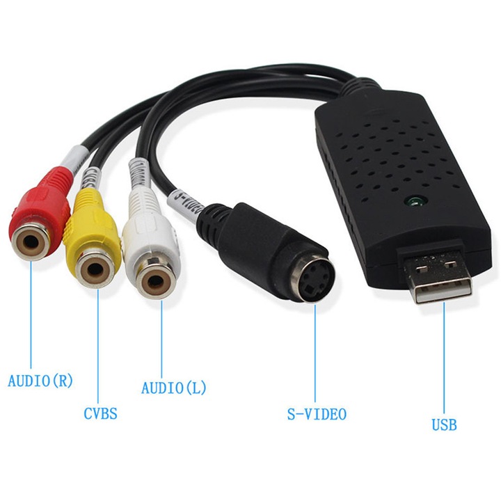 Convertor video USB 2.0, negru, 88x28x18mm