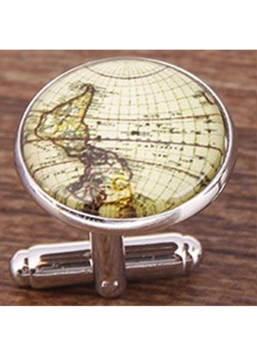 Férfi vintage inggombok, világtérkép mintás, kerek, 1.8cm, 2 darabos szett