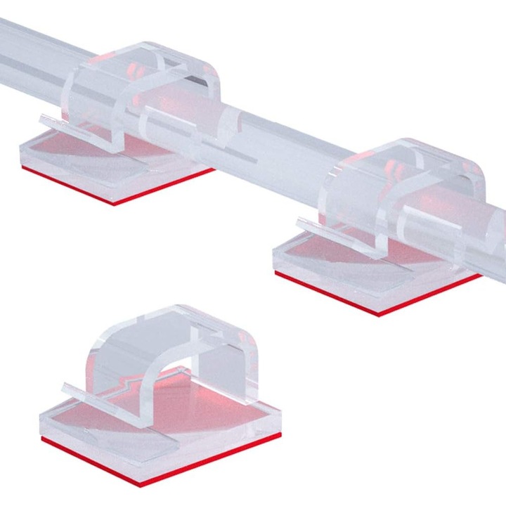 Set 50 cleme adezive organizare cabluri negre 0.26 inch