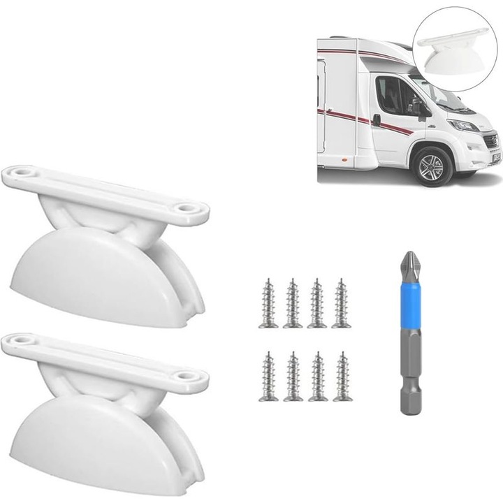 Set 2 opritoare usa rulota plastic alb 7.65cm