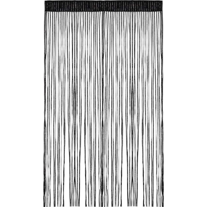 Perdea usa poliester 100x200cm negru cu sclipici, plasa tantari