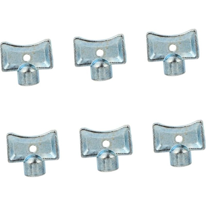 Set 6 chei radiator, aliaj zinc, argintiu, universal