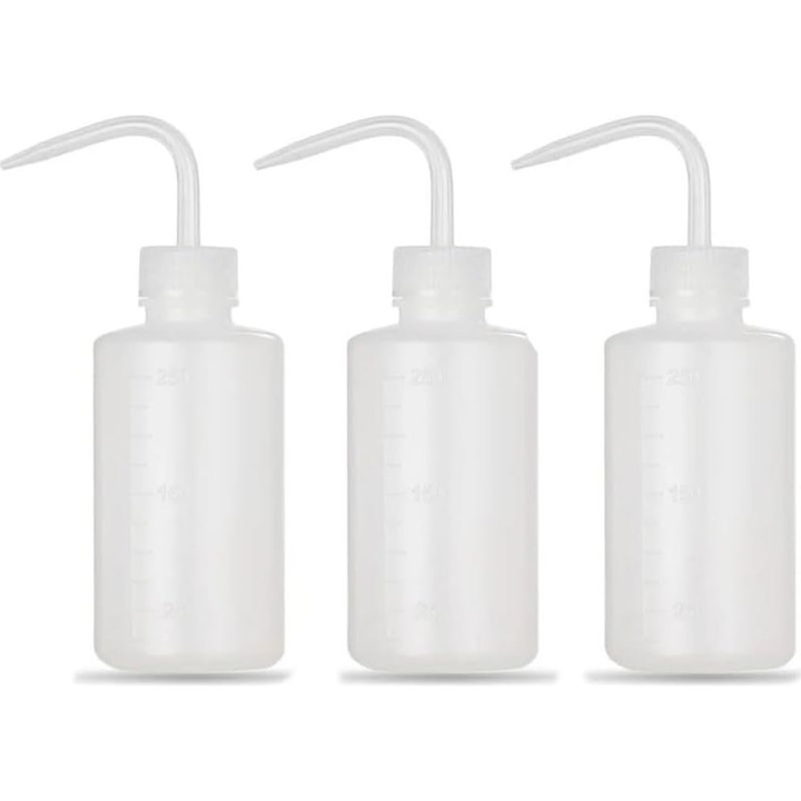 Set 3 sticle dozatoare 250ml plastic transparent, varf ascutit