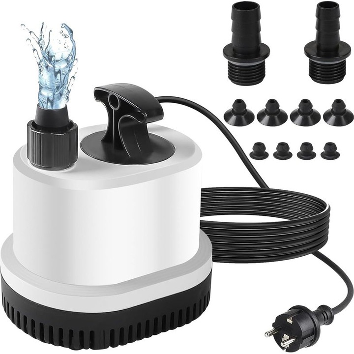 Merülő vízpumpa, 1500 l/h, 25W, 1.6m kábel, 3 fúvóka, csendes